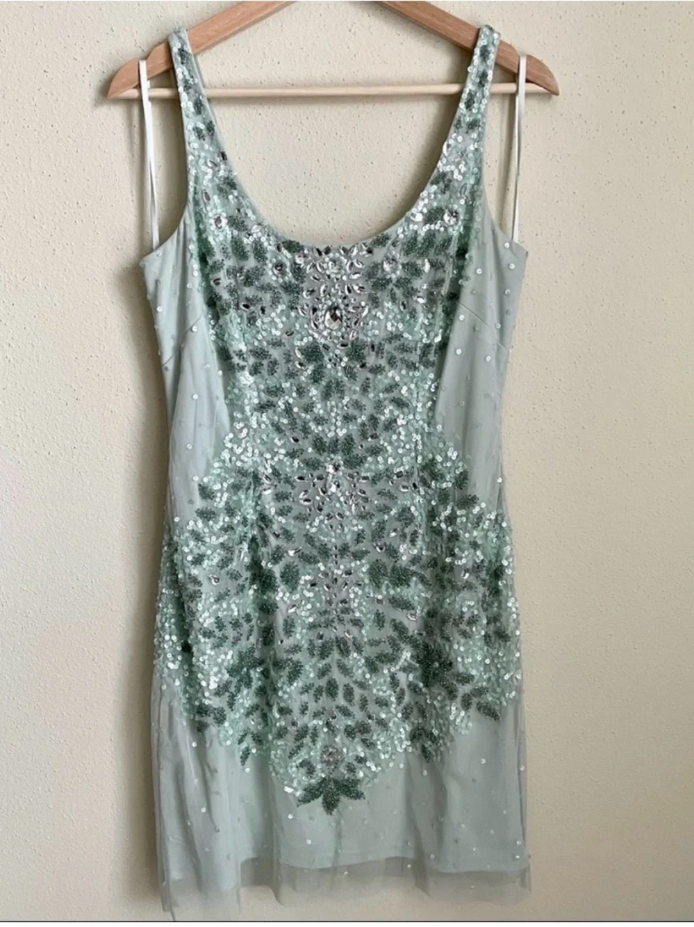 Adrianna Papell Mint Sequin Embellished Mini Dress